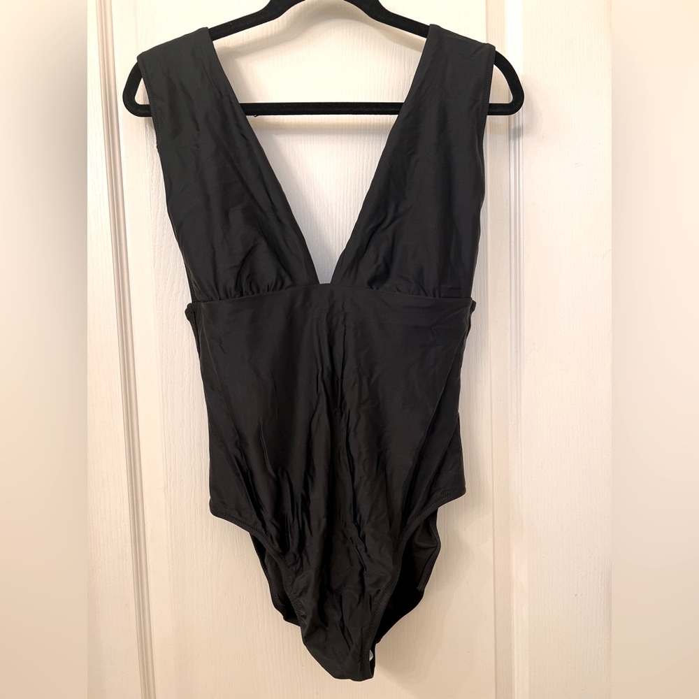 J. Crew Elegant Black V-Neck Swimsuit